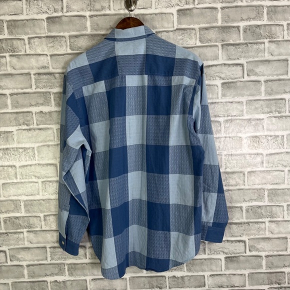 vtg LEVI'S Silvertab 90s Baby Blue Check Textured Button Down Shirt Mens Medium - Picture 4 of 8